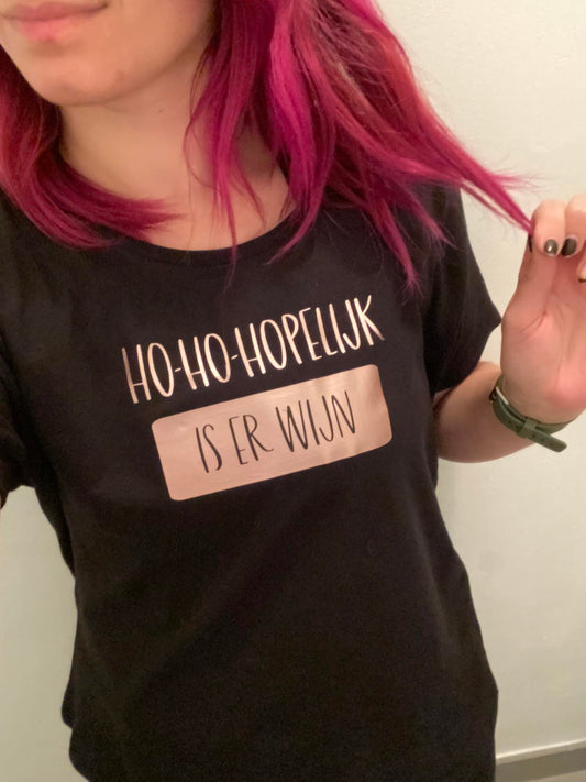 Ho-ho-hopelijk is er wijn - Tshirt