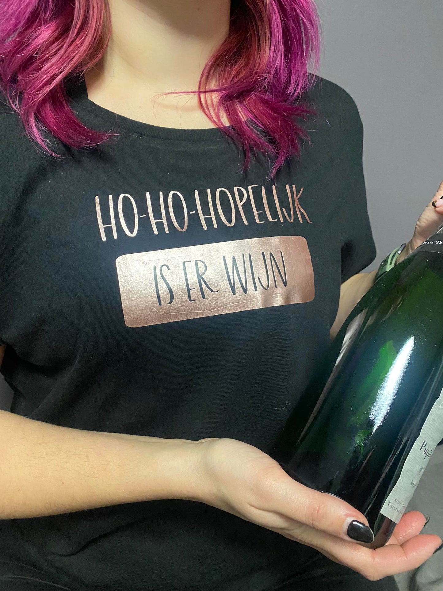 Ho-ho-hopelijk is er wijn - Tshirt